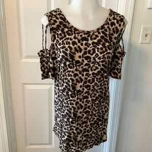 NILOUFO Womens Casual Shirts Short Sleeve Cold Shoulder Tunics  SZ XXLarge